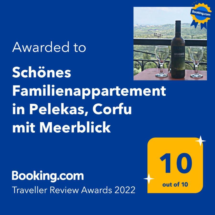 Schoenes Familienappartement In Pelekas, Corfu Mit Meerblick Zewnętrze zdjęcie